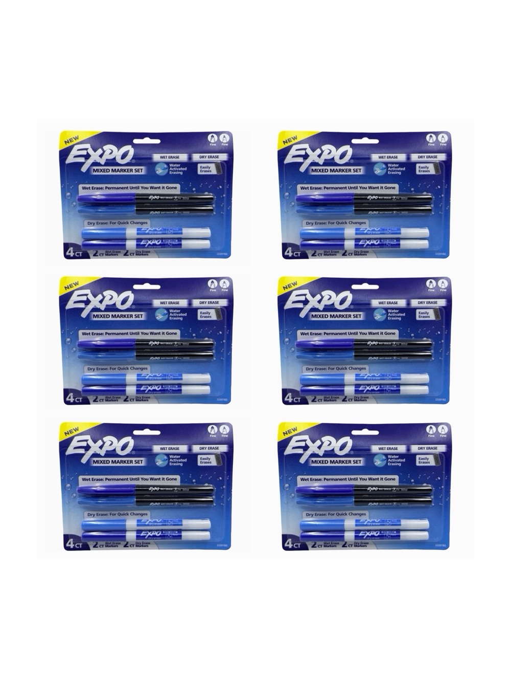 EXPO Mixed Marker Set (4-Count, Model 2220182) - 6 Sets